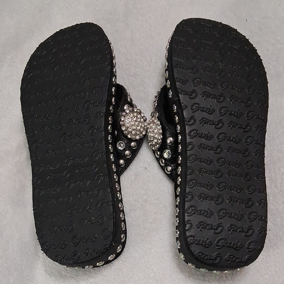 Grazie Black Sandals with Sparkling Silver Accents - Picture 2 of 6
